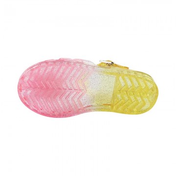 Floral decorated gradient breathable flat sandals for girls