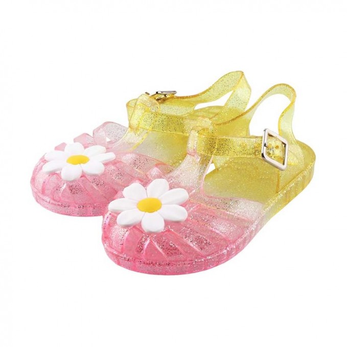 Floral decorated gradient breathable flat sandals for girls
