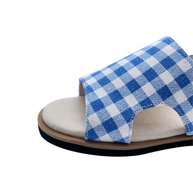 Fashion blue plaid non-slip girls sandals