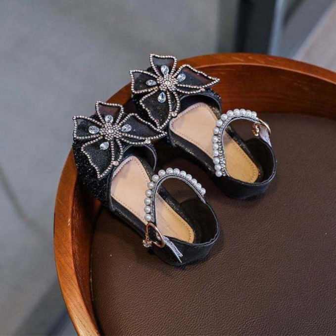 Fashion crystal bow decoration girls sandals