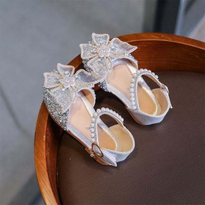 Fashion crystal bow decoration girls sandals