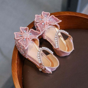 Fashion crystal bow decoration girls sandals