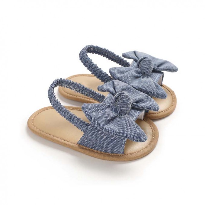 Elegant bow-decorated elastic sandals for girls