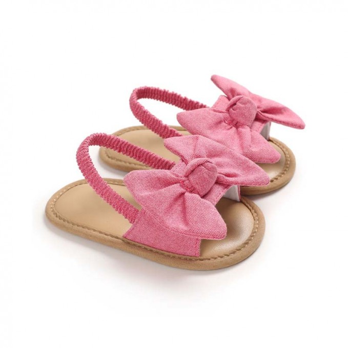 Elegant bow-decorated elastic sandals for girls