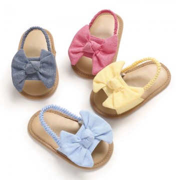 Elegant bow-decorated elastic sandals for girls