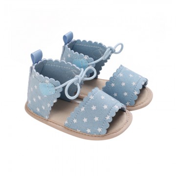 Girls' star print lace-up flat sandals