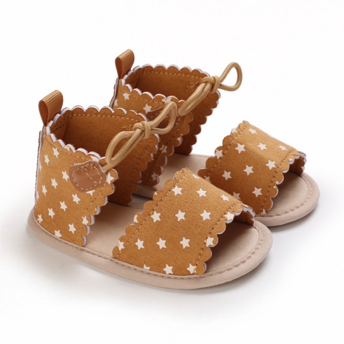 Girls' star print lace-up flat sandals