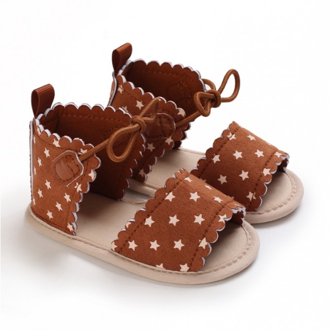 Girls' star print lace-up flat sandals