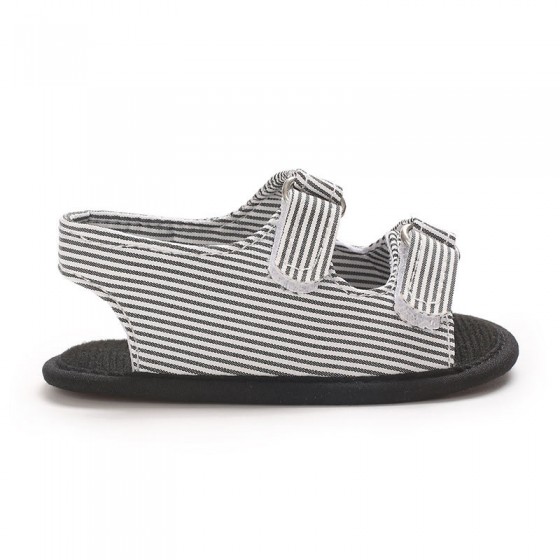 Black and white striped non-slip girls sandals