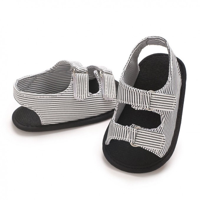 Black and white striped non-slip girls sandals