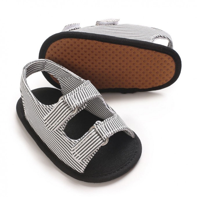 Black and white striped non-slip girls sandals