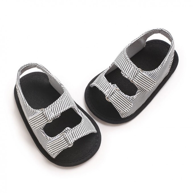 Black and white striped non-slip girls sandals