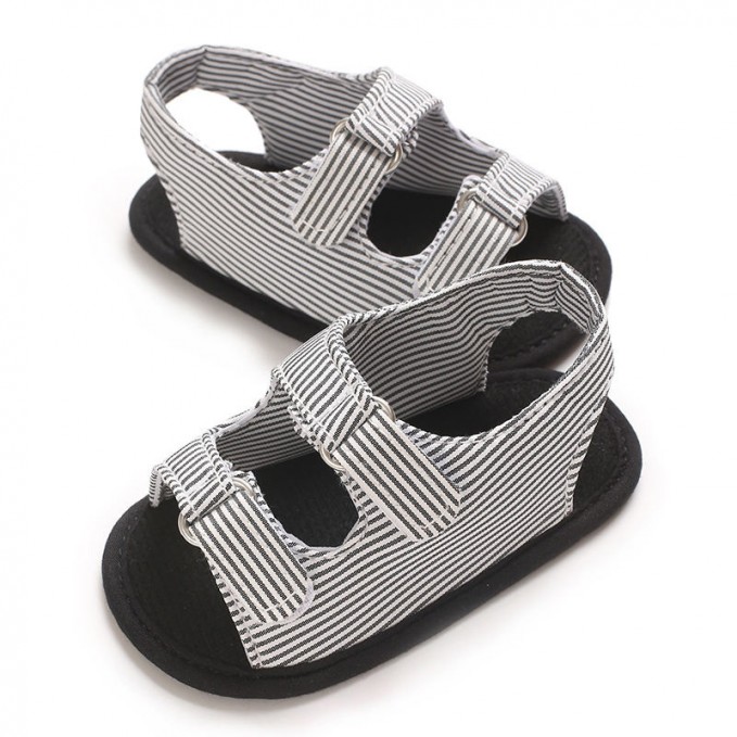 Black and white striped non-slip girls sandals