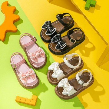 Summer bow decoration soft sole girls sandals