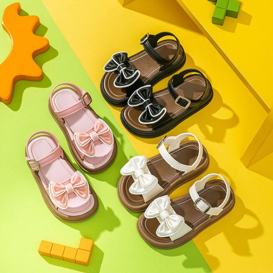 Summer bow decoration soft sole girls sandals