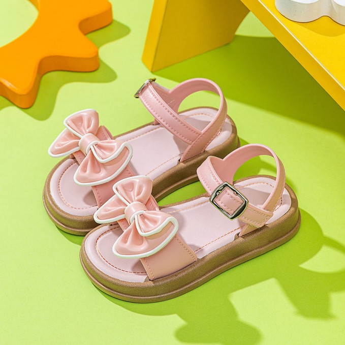 Summer bow decoration soft sole girls sandals