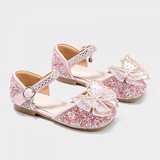 Girls' sequined rhinestone butterfly sandals