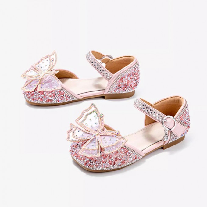 Girls' sequined rhinestone butterfly sandals