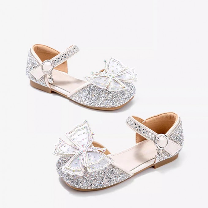 Girls' sequined rhinestone butterfly sandals