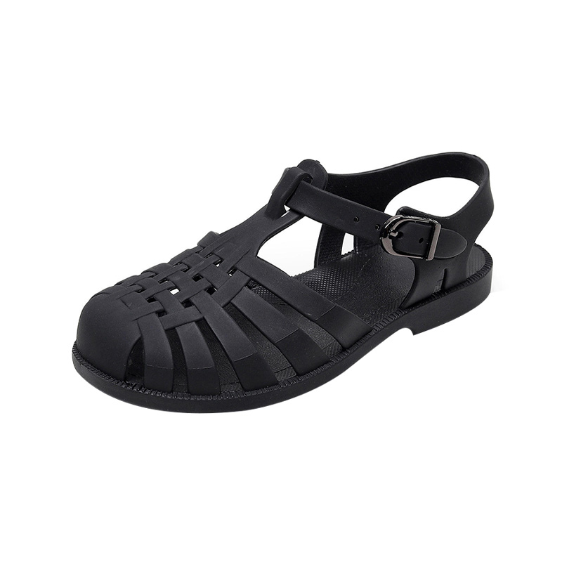 Solid color woven soft breathable girls sandals