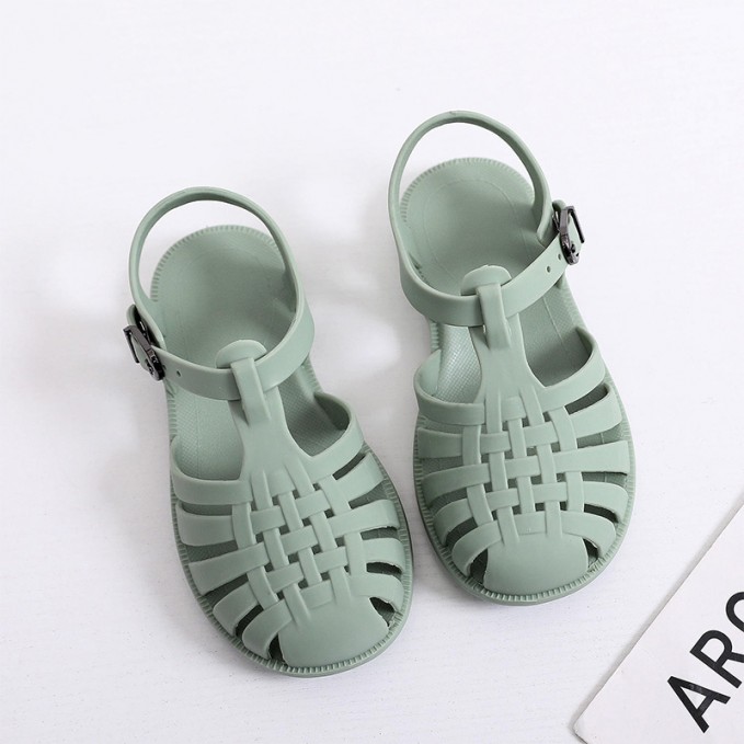 Solid color woven soft breathable girls sandals