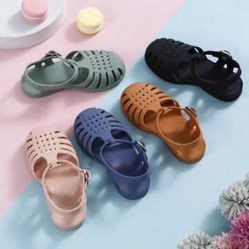 Solid color woven soft breathable girls sandals