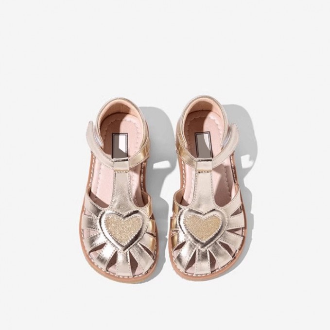 3D heart shape soft sole girls sandals
