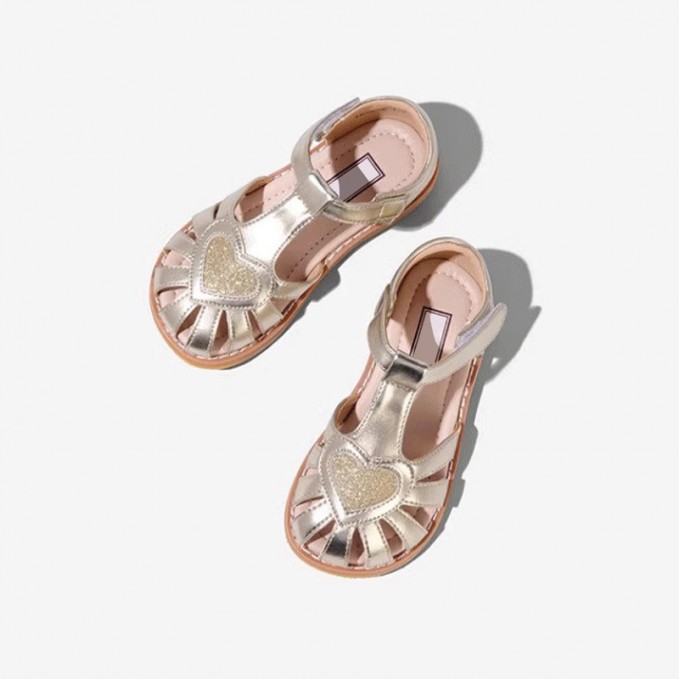 3D heart shape soft sole girls sandals