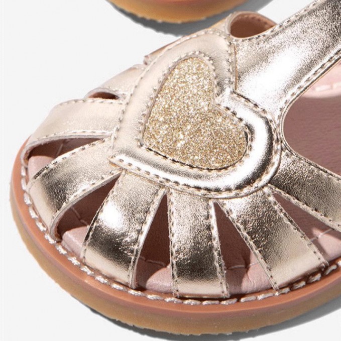3D heart shape soft sole girls sandals