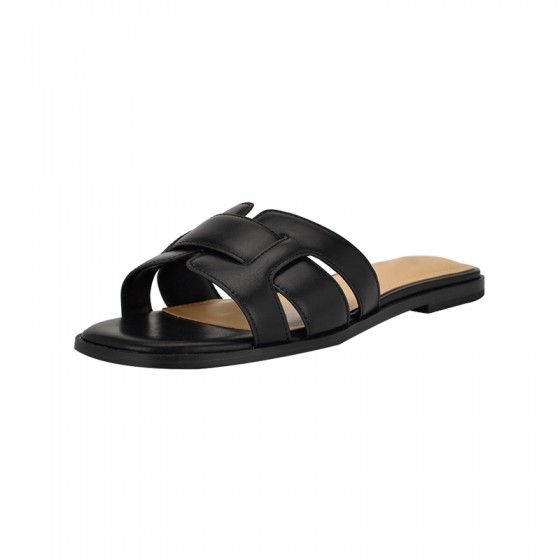 Fashionable black flat non-slip girls slippers
