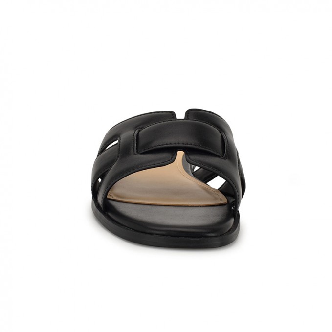 Fashionable black flat non-slip girls slippers