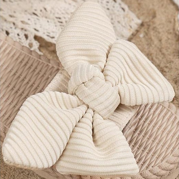 3D bowknot open toe flat slippers for girls