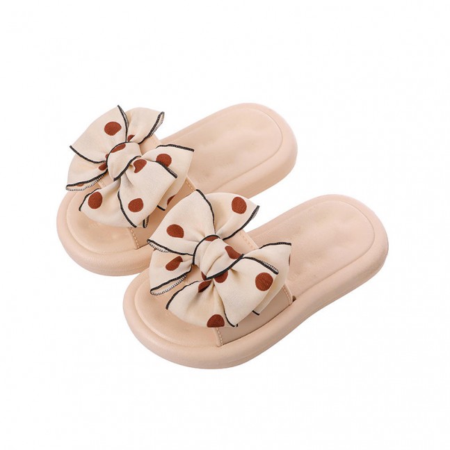 Bowknot decorated high elastic flexible girls slippers