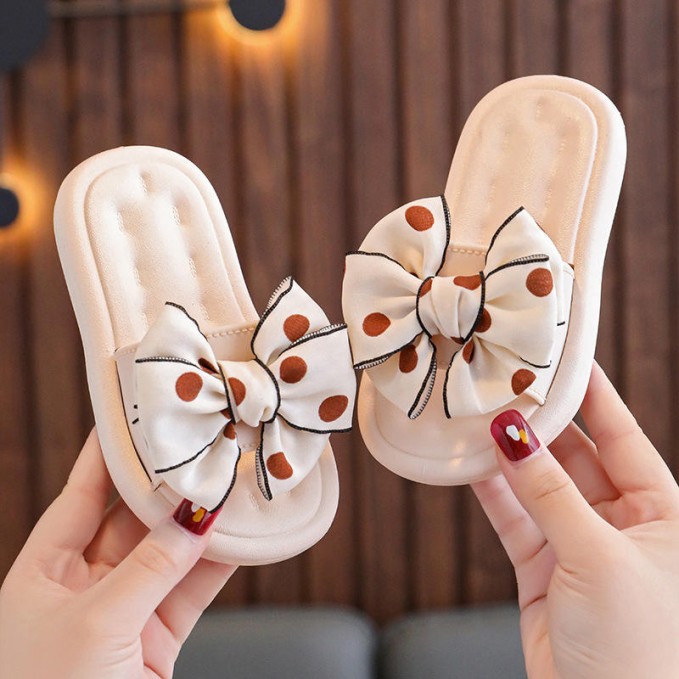 Bowknot decorated high elastic flexible girls slippers