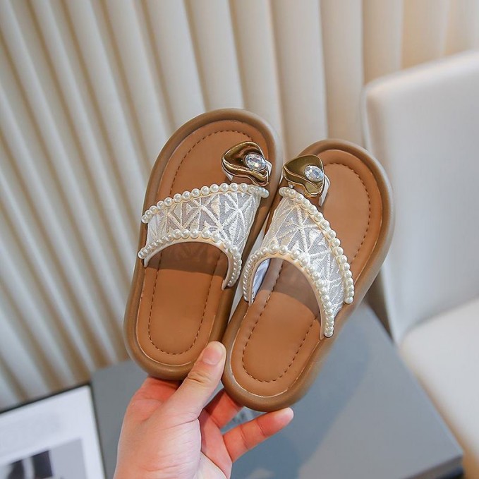 Summer pearl sweet soft-soled girls slippers