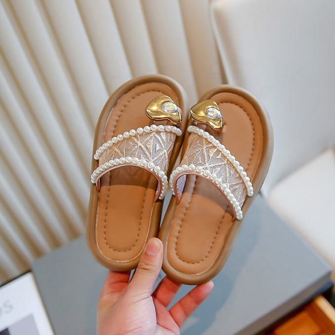 Summer pearl sweet soft-soled girls slippers