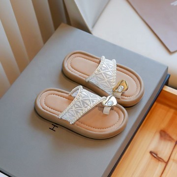 Summer pearl sweet soft-soled girls slippers
