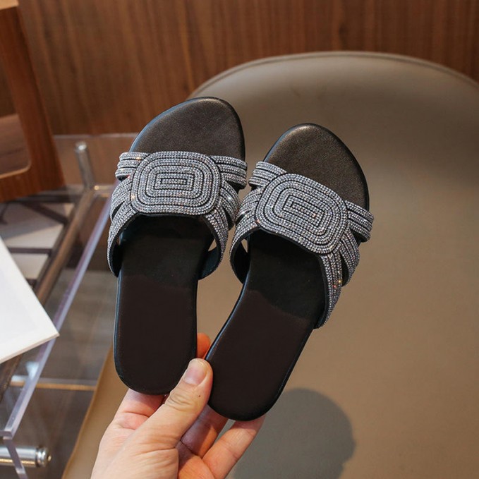 Summer fashion rhinestone girls slippers