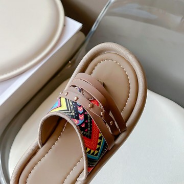 Fashion printed arch support girls flip flops