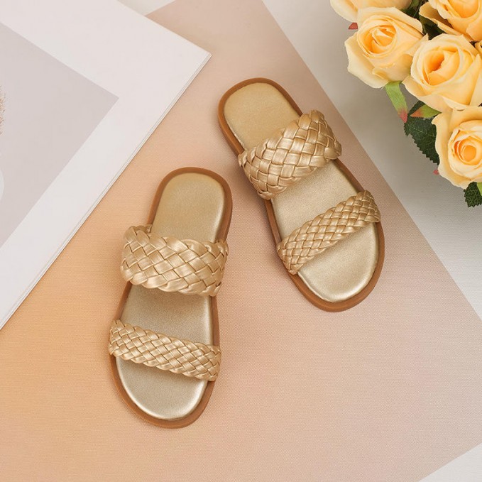 Braided design non-slip wear-resistant girls slippers