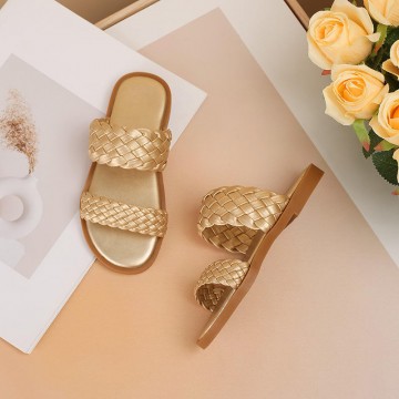 Braided design non-slip wear-resistant girls slippers