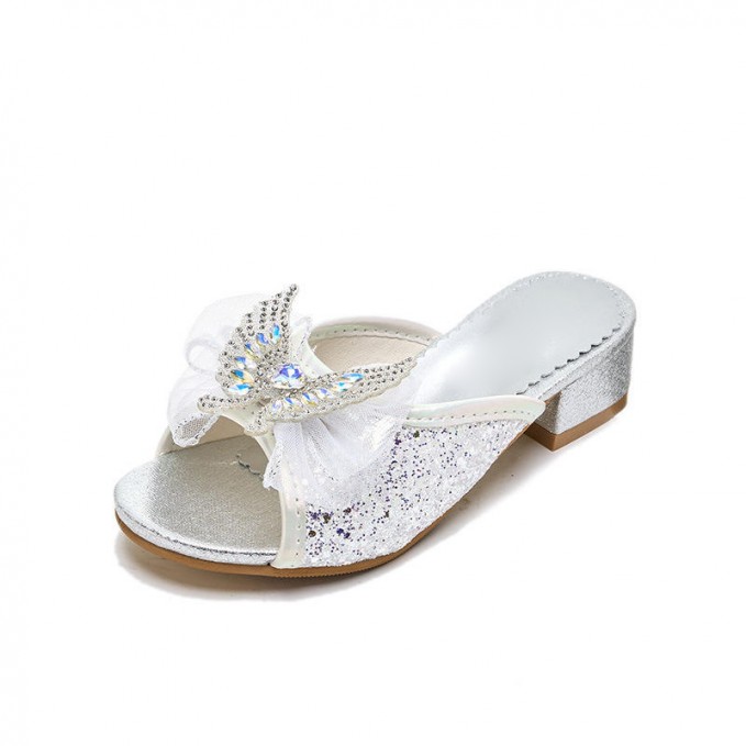 Fashion sweet pearl butterfly girls slippers
