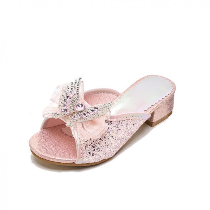 Fashion sweet pearl butterfly girls slippers
