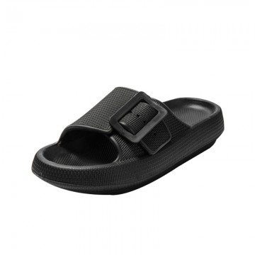 Black round toe thick soft bottom girls slippers