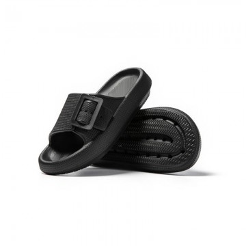 Black round toe thick soft bottom girls slippers