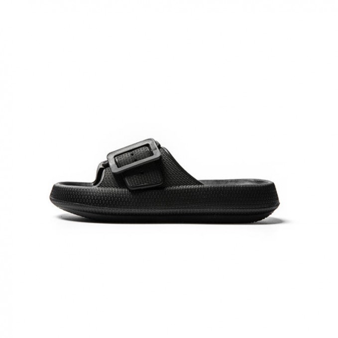 Black round toe thick soft bottom girls slippers