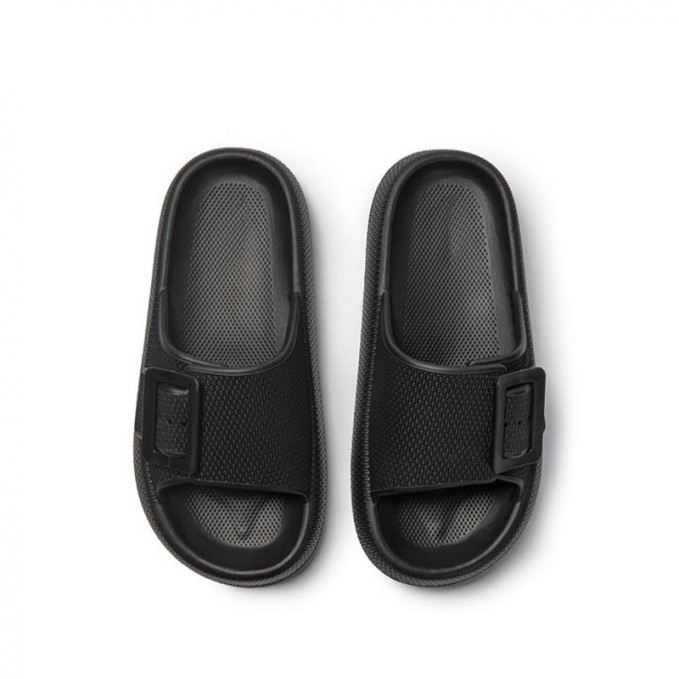 Black round toe thick soft bottom girls slippers