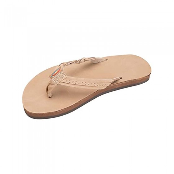 Premium leather sexy braided girls slippers