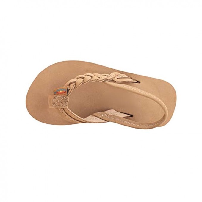 Premium leather sexy braided girls slippers
