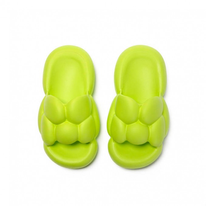 Green shock-absorbing thick-soled girls slippers